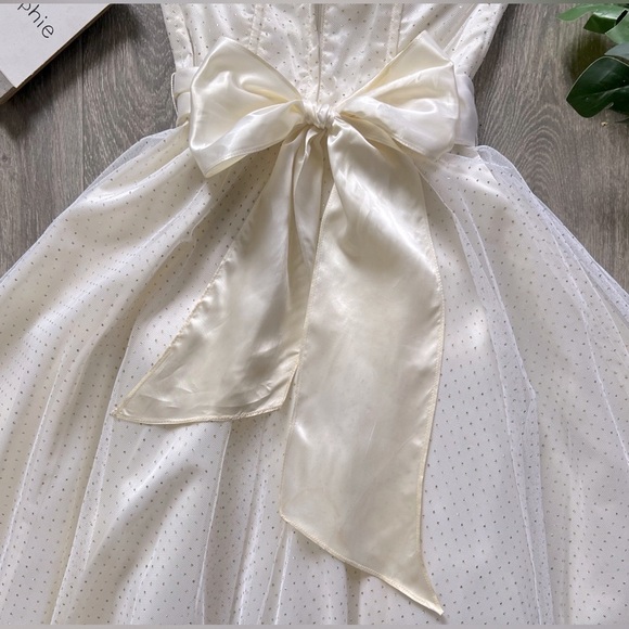 IVORY Vintage 80s Gunne sax sparkly tulle tube dress. Size 9. - Picture 1 of 10